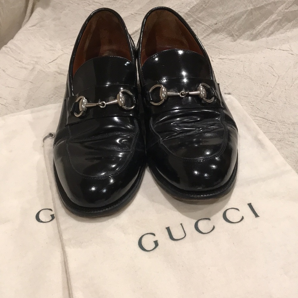 Vintage Gucci Horsebit Patent Leather Loafers Size 9 with Dust bags